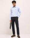 Men Woven Design Tailored Fit, BLUE, XL