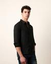 Men Solid Slim Fit Casual Sh, BLACK, XXL