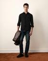 Men Solid Slim Fit Casual Sh, BLACK, XXL