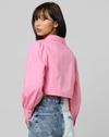 Cotton Crop Shirt with Spread Collar