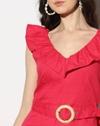 LINEN RUFFLE PLAYSUIT, FUCHSIA, S