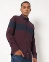 Men Slim Fit Shirt with Colourblock Stripe