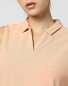 SLEEVELESS JOHNNY COLLAR POLO, PEACH, L