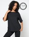Women Ribbed Yoga Boat-Neck Boxy Fit Top