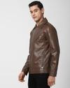 Men Regular Fit Zip-Front Biker Jacket