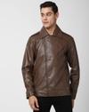 Men Regular Fit Zip-Front Biker Jacket