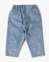 JEANS WITH FLORAL EMBROIDER, BLUE