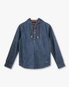 DENIM FS SHIRT WITH HOOD, BLUE, 7-8Y