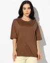 ROLLED UP SLEEVE TEE, BROWN, M