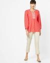 Printed A-line Tunic with Embroidered Yoke