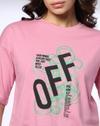 KNIT HS PRINTED CROP TSHIRTS, PINK, M