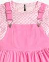 FOIL PRINTED TIERED DUNGRE, PINK, 11-12Y