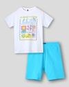 Long Tshirt w Cycling short, WHITE, 8-9Y
