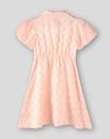 CHECKERED DRESS W PUFF SL, PEACH,