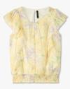 PRINTED RUFFLE SLEEVES T, YELLOW, 13-14Y