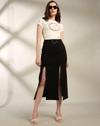 FRONT SLIT SKIRT, BLACK, S