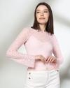 LONG BELL SLEEVE LACE TOP, LT. PINK, S