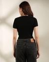 Short Sleeve cropped Top, JET BLACK, S