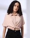 WAIST DRAWSTRING SHIRT, BLUSH, XS