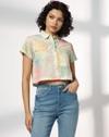 SCHIFFLI CROP SHIRT, OFF WHITE, XS