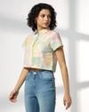 SCHIFFLI CROP SHIRT, OFF WHITE, XS