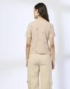 EMBROIDERED T SHIRT, BEIGE, S