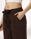 FRONT TIEUP PANTS, BROWN, S