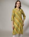 AOP PV MUSLIN KURTA, GREEN, XS