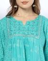 PRINTED TUNIC AND PALAZZO, TEAL, XS
