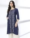 Pannel print kurta, NAVY, S