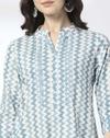 Chevron print kurta, OFF WHITE