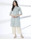 Chevron print kurta, OFF WHITE