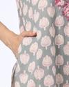 EMB YOKE KURTA, GREY, L