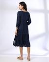 slanted embroidered empire ti, INDIGO, L