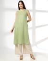 MANDERIN COLLAR LAYED KURTA, GREEN, L