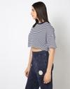 BOXY STRIPE TEE, NAVY, M