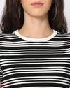 Women Striped Fitted Crew-Neck Crop T-Shirt