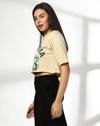 ROUND NECK GRAPHICS TOP, BEIGE, XL