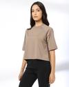 raglan crop top, DK. BROWN, S