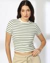 SHORT SLEEVE STRIPE TSHIRT, GREEN, XS
