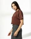 GRAPHIC PIPING DETAIL TOP, BROWN, L