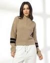 HALF ZIPPER PLACEMENT STRIPE S, BEIGE, S