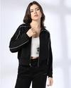 CONTRAST PIPING ZIP THROUG, JET BLACK, M