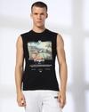 PHOTO PRINT SLEEVELESS T, DARK BLACK, XL