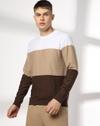 CROSS STR R NECK COLOR BLOCK, KHAKI, XL