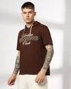 CHEST PRINT HOODED, Chocolate Brown, XL