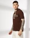 CHEST PRINT HOODED, Chocolate Brown, XL