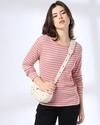 STRIPE FULL SLEEVE TSHIRT, PINK, XL