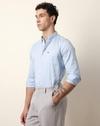 Men Cotton Solid Slim Fit Casua, BLUE, S