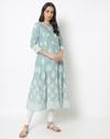 Floral Print Round-Neck A-line Kurta